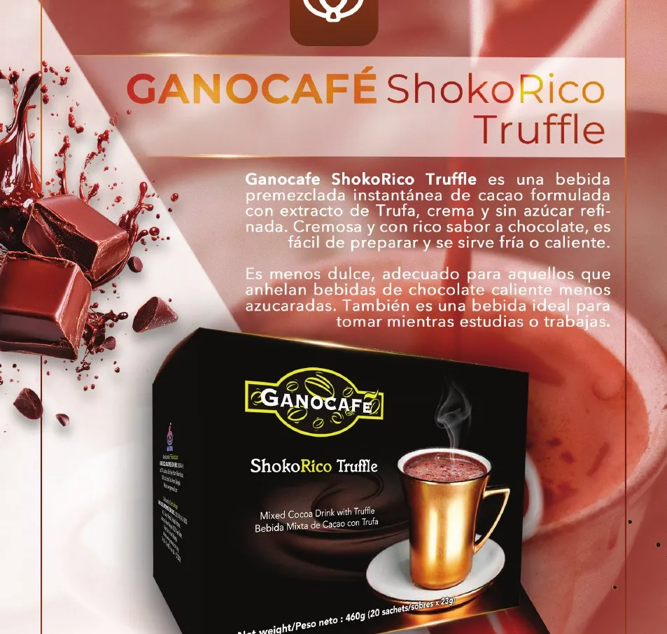 GanoCafé ShokoRico Truffle — Chocolate caliente con trufa, vitaminas y minerales